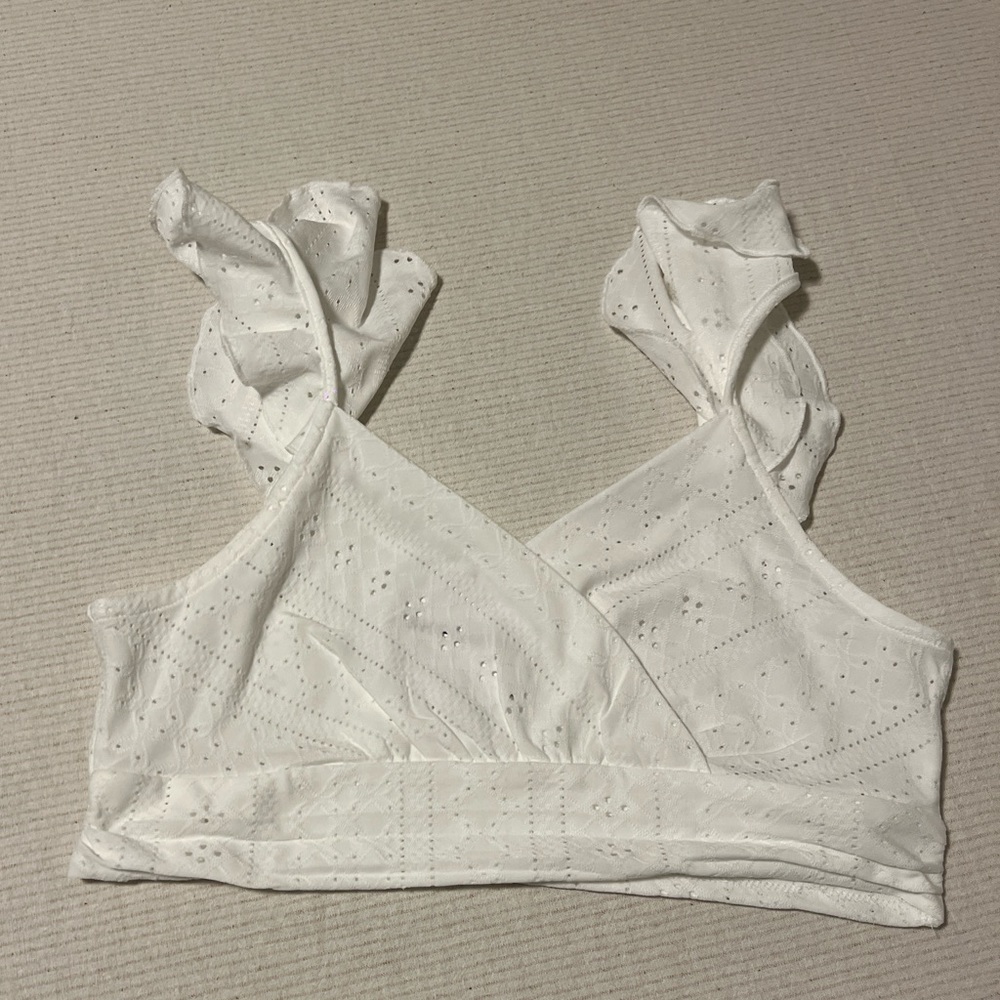 SHEIN vacay white ruffle top